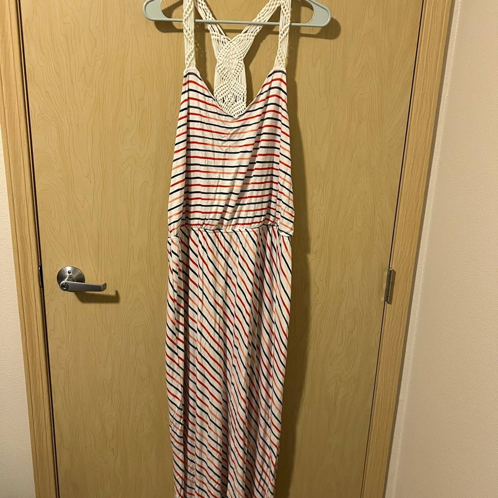 Striped Maxi Dress with Crochet Back